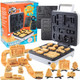 Train Set Waffle Maker- Build Waffle or Pancake Shaped Tracks Cargo Cars Signs Station- Fun Family Breakfast Electric Nonstick Waffler Iron w 4 Removable Dishwasher Safe Plates Recipes- Kids