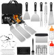 Griddle Accessories Kit 30PCS Flat Top Grill Accessories Kit for Blackstone and Camp Chef Stainless Steel Griddle Grill Tools with Enlarged Spatulas Scraper Tongs Carrying Bag for Outdoor BBQ