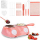 Yuehuam Melting Chocolate Pot Electric Chocolate Fondue Candy Maker with Double Melting Pot 2 Adjustable Temperature Mini Fondue Melting Pot Set for Milk Chocolate Cheese Butter Candy