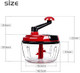 Multi-Functional Manual Food Processor 8 Cup Hand-powered Crank Chopper Mincer Blender with Clear Container for Vegetables Meat Fruits Nuts Herbs Onions (Without Base)
