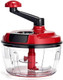 Multi-Functional Manual Food Processor 8 Cup Hand-powered Crank Chopper Mincer Blender with Clear Container for Vegetables Meat Fruits Nuts Herbs Onions (Without Base)
