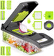 Green Veggie Chopper & Spiralizer - 4 in 1 Kitchen Gadget with Container - Onion Vegetable Slicer Green Veggie Chopper & Spiralizer - 4 in 1 Kitchen Gadget with Container - Onion Vegetable Slicer