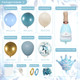 Blue Birthday Decorations, Blue Party Decorations with Happy Birthday Banner Dusty Blue Sand White Gold Balloons Tablecloth Curtain Sash Tiara for Women Girls Princess Light Blue Birthday Decorations