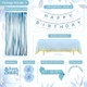 Blue Birthday Decorations, Blue Party Decorations with Happy Birthday Banner Dusty Blue Sand White Gold Balloons Tablecloth Curtain Sash Tiara for Women Girls Princess Light Blue Birthday Decorations
