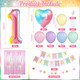 1st Birthday Decorations Rainbow,Gradient Number 1 Balloon,Pastel Happy Birthday Banner Fringe Curtain Heart Foil Balloons Boys Girls First Birthday Decor