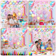 1st Birthday Decorations Rainbow,Gradient Number 1 Balloon,Pastel Happy Birthday Banner Fringe Curtain Heart Foil Balloons Boys Girls First Birthday Decor