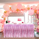 4 Pack 29x108 Inch Metallic Foil Fringe Tinsel Table Skirts for Rectangle Tables Streamer Curtains Backdrop for Wedding, Birthday, Parade Floats, Christmas, Halloween Party PINK
