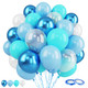 Funhot Teal Blue Balloons Set, 60PCS Turquoise Blue Balloon, 12Inch Pastel Blue Pearl White Latex Balloons Metallic Blue Balloon for Birthday Baby Shower Shark Sea Ocean Party Decorations