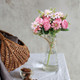 SATYAM KRAFT 1 Pcs Artificial Peony Rose Flower Bouquet Bunch for Home Decor, Office, Bedroom, Balcony, Table Display, Wedding Decoration (Without Vase Pot) (Pink) Fabric