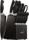 Knife Set Amorston 15 Pieces Knife Sets For Kitchen With Block Dishwasher Safe Kitchen Knife Set With Built In Sharpener Block German Stainless Steel Knife Block Set Black