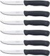 Arcos 4 Inch Steak Knives Set Of 6 Pcs In Nitrum Stainless Steel. Serrated Utility Meat Knife Set. Ergonomic Polypropylene Black Handle. Steak Basics