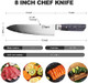 Damascus Chef Knife 8 Inch Stainless Steel Japanese Style Kitchen Knife Vg-10 Damascus Razor Sharp Cooking Chef'S Knives For Meat Vegetable And Home Restaurant With Grey Handle And Box