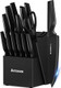Astercook Knife Set Kitchen Knife Set With Built-In Sharpener Block Dishwasher Safe 15 Pieces German Stainless Steel Knife Block Set Black