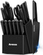 Knife Set 15 Pieces Chef Knife Set With Block For Kitchen German Stainless Steel Knife Block Set Dishwasher Safe Elegant Black