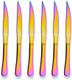 Berglander Titanium Colorful Plated Multicolor Stainless Steel Steak Knives Steak Knife Heavy Duty Steak Knife For Chefs Great For Bbq Weddings Dinners Parties Homes Kitchens Pack Of 6