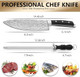 Bewos 8.3-Inch Chef Knife Professional Kitchen Knife With Knife Sharpener Ultra Sharp Chefs Knife Set Premium Stainless Steel Chef’S Knives For Kitchen Cooking Knife Ergonomic Handle Box