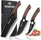 Meat Cleaver Butcher Knife Set Of 3 Hand Forged Santoku Knife Kitchen Knives Set High Carbon Steel Boning Knives For Meat Cutting With Roll Bag & Accessories Kitchen Bbq For Men