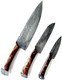 3-Piece Artisan-Hammered Damascus Knife Set Diamond-Hammered Handle - Chef Santoku Paring- Leather Knife Roll - Knife Care Kit 3-Piece Artisan-Hammered Damascus Knife Set Diamond-Hammered Handle - Chef Santoku Paring- Leather Knife Roll - Knife Care Kit