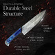 3-Piece Knives Set For Kitchen Damascus Chef Knife Set With Professional Chef Knife Santoku Knife & Paring Knife Traditional Kitchen Knifes With Blue Pakkawood Handles s For Chefs