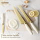Carote 12Pcs Kitchen Knife Set Healthy Gold Titanium Coating Knife Set Dishwasher Safe With 6 Blade Guards Rustproof Stainless Steel Cutlery Set White And Gold Carote 12Pcs Kitchen Knife Set Healthy Gold Titanium Coating Knife Set Dishwasher Safe With 6 Blade Guards Rustproof Stainless Steel Cutlery Set White And Gold