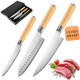 Kitchen Knives Set Of 3 For Everyday Cooking，Starter Kitchen Knife Set Includes Chef，Santoku And Utility Knife，Molybdenum Vanadium Steel Knives Set With Carbonized Bamboo Handles And Box