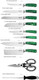 Knife Set - 11 Piece Professional Kitchen Knife Set German High Carbon Steel Chef Knife Set Green Resin Handle Knife Set With Solid Wood Stand Kitchen Knife Set