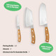 Cravings Greatest Hits 3-Piece Kitchen Knife Set – Includes 6-Inch Cleaver 7-Inch Santoku Knife And 3.5-Inch Paring Knife – Full-Tang Stainless Steel Blades With Triple-Riveted Ashwood Handles