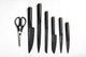 David Burke 7-Piece Black Knife Set With Acrylic Block - Sleek & Stylish Commercial Grade Coated Carbon Steel Cutlery