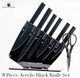 David Burke 7-Piece Black Knife Set With Acrylic Block - Sleek & Stylish Commercial Grade Coated Carbon Steel Cutlery