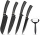 Elabo 5 Pieces Black Kitchen Knife Set - Stainless Steel Non Stick Coating Knives Includes 6'' Chef Knife 7'' Santoku Knife 7" Slicer Knife 5''Utility Knife And Ceramics Peeler Rose Gold Elabo 5 Pieces Black Kitchen Knife Set - Stainless Steel Non Stick Coating Knives Includes 6'' Chef Knife 7'' Santoku Knife 7" Slicer Knife 5''Utility Knife And Ceramics Peeler Rose Gold