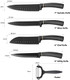 Elabo 5 Pieces Black Kitchen Knife Set - Stainless Steel Non Stick Coating Knives Includes 6'' Chef Knife 7'' Santoku Knife 7" Slicer Knife 5''Utility Knife And Ceramics Peeler Rose Gold Elabo 5 Pieces Black Kitchen Knife Set - Stainless Steel Non Stick Coating Knives Includes 6'' Chef Knife 7'' Santoku Knife 7" Slicer Knife 5''Utility Knife And Ceramics Peeler Rose Gold