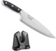 Ergo Chef 8-In Chef’S Knife Pro Series 2.0 Forged High Carbon Stainless Steel Ergonomic Pakkawood Handle W/Fastedge Ii Knife Sharpener 2 Stage Auto Adjusting Spring Loaded