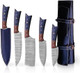 Chef Knife Set - 5 Piece Premium Japanese Steel Damascus Chef Knife Set Perfect For Sushi And Cooking With Sharp Edges And Tsunami Wave Pattern