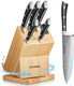 Knife Set Fohere 6 Pieces Kitchen Knife Sets - 360° Rotatable Knife Block With Phone Holder German Stainless Steel Wood