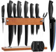 Knife Set Black Kitchen Knife Set With Block Premium Quality 15-Piece Knives Set For Kitchen With Innovative Acrylic Wood Holder Sharp Cooking Knife Set With Sharpener & 6 Steak Knives