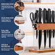 Knife Set Black Kitchen Knife Set With Block Premium Quality 15-Piece Knives Set For Kitchen With Innovative Acrylic Wood Holder Sharp Cooking Knife Set With Sharpener & 6 Steak Knives