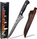Custom Hand Forged Damascus Steel Fillet Knife Fisherman'S Filet G-10 Micarta Handlle Leather Sheath Fixed Blade Handmade Knife Ultra Sharp Edge(Damascus Steel)