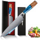 8" Chef'S Knife Japanese Damascus Chefs Knife 67 Layers High Carbon Vg10 Steel Core With Resin & Burl Ergonomic Handle Box