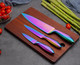 Rainbow Kitchen Knife Set 3 Piece Razor Sharp German Stainless Steel Blade With 8 In Chef 5 In Utility 3.5 In Paring – Starter Set With Box