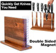 Magnetic Knife Block Double Sided Magnetic Knife Holder Rack With Strong Enhanced Magnets Acacia Wood Magnetic Knife Storage Stand With Stainless Steel Finger Protector