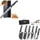 Huusk Serbian Chef Knife Set - 6Pcs Bundle With A Damascus Serrated Bread Knifeviking Boning Knives With Bag For Kitchen Outdoor Bbq Campingbirthday Idea Men