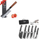 Huusk Serbian Chef Knife Set - 6Pcs Bundle With A Nakiri Japanese Knifeviking Boning Knives With Bag For Kitchen Outdoor Bbq Camping Birthday Idea Men