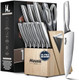 Huusk Knife Set With Block And Sharpener Sharp Silver Professional Knives Set With Box For Kitchen Serbian Chef Knife For Dad