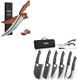 Huusk Serbian Chef Knife Set - 6Pcs Bundle With A Japanese 8.7" Feather Knifeviking Boning Knives With Bag For Kitchen Outdoor Bbq Campingbirthday Idea Men