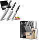 Huusk Knife Set With Block And Sharpener Sharp Silver Professional Knives Set With Box For Kitchen Damascus Chef Knife Set s For Men And Women