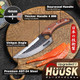 Huusk d Chef Knives Brown Bundle With Black Outdoor Camping Cooking Knife With Leather Sheath And Box