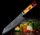 Damascus Steel Kitchen Knife 8 Inch Japanese Chef Kitchen Knife Stabilized Wood Resin Cured Wood Octagonal Handle