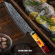 Damascus Steel Kitchen Knife 8 Inch Japanese Chef Kitchen Knife Stabilized Wood Resin Cured Wood Octagonal Handle
