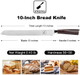 Imarku 10-Inch Serrated Edge Bread Knife Cake Knife And 8 Inch Damascus Chef Knife Ergonomic Handle