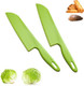 Jawbush Professional Lettuce Knife To Prevent Browning 11" Plastic Serrated Kitchen Knife For Veggies Salad Fruit Bread Or Cake Nylon Knife For Nonstick Pans Green 2 Pack